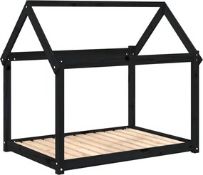 vidaXL fekete tömör fenyőfa kutyaágy 111x80x100 cm