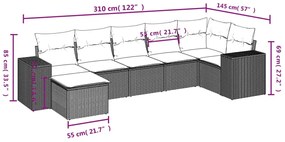 7 részes szürke polyrattan kerti ülőgarnitúra párnákkal