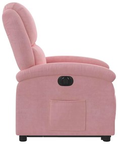 rózsaszín bársony felállást segítő bársony fotel