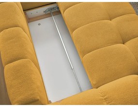 Mustársárga zsenília kinyitható-tárolóhelyes sarokkanapé (jobb oldali-L alakú) Everest – Bobochic Paris