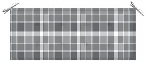 szürke kockás oxford szövet kerti padpárna 120x50x4 cm