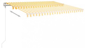 sárga-fehér kézzel kihúzható póznás napellenző 450 x 350 cm