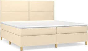 vidaXL krémszínű szövet rugós ágy matraccal 200 x 200 cm