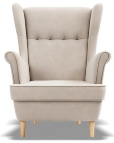 Uszak fotel, bársony, bézs