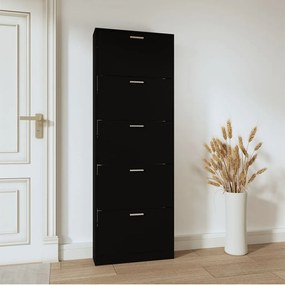 fekete szerelt fa cipősszekrény 59 x 17 x 169 cm