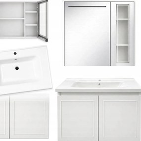 Fürdőszoba szekrény szett Mosdó tükör akasztós modern Cleania