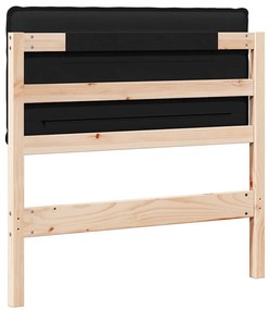 Kárpitozott fejtámla Természetes és fekete 90 cm Tömör fenyőfa