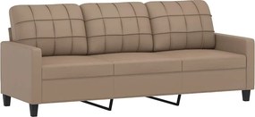 vidaXL 3 személyes cappuccino színű műbőr kanapé 180 cm