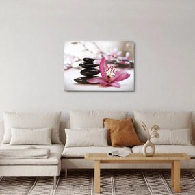 Masszázs kövek és orchideák képe (üvegen) (70x50 cm)