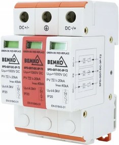 3P DC 1000V T2 Osztályú Túlfeszültség-levezető Bemko Gázszikrával