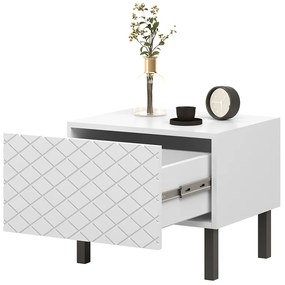 Scalia II 50 1SZ éjjeliszekrény készlet 2 db - fehér matt / fekete lábak