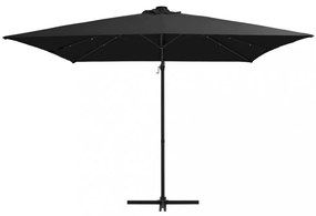 fekete konzolos napernyő LED-del és acélrúddal 250x250 cm