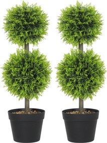 HOMCOM 2 db dekoratív műnövény — 60 cm-es cserépben lévő buxus gömbök | Aosom