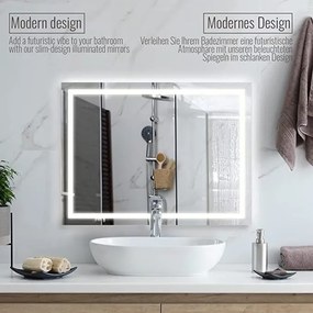 AQUAMARIN Fürdőszobatükör LED világítás 80 x 60 cm 28 W