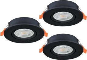 Eglo 902265 - SZETT 3x LED beépíthető mennyezeti spotlámpa BARRANCO LED/4,8W/230V fekete