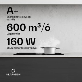 Klarstein AirJet 72 Down Air System, indukciós tűzhely + DownAir-páraelszívó,10 000 W, 600 m³/h, Boost