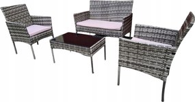 Kerti bútor szett Hdm 4 részes Erkély szett technorattan kert szürke