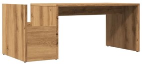 kézműves tölgy színű szerelt fa dohányzóasztal 90 x 45 x 35 cm