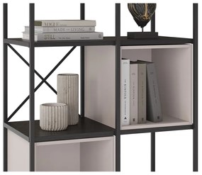 Fekete-krémszínű könyvespolc 71x179 cm Anya – Marckeric