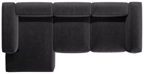 Sötétszürke kordbársony sarokkanapé (bal oldali-heverő résszel) Bergano – Cosmopolitan Design