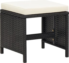 vidaXL 4 db fekete polyrattan kerti ülőke párnákkal