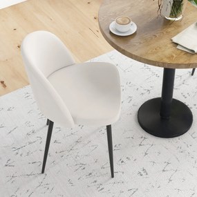 HOMCOM 2 db-os étkezőszék készlet skandináv konyhai szék, bársonyos kárpitozás, meredeken futó fém lábakkal, nappaliba és étkezőbe, krém | Aosom