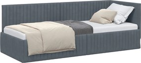 vidaXL Sarokágy keret fejtámlával Sötétszürke 80 cm x 200 cm Bársony