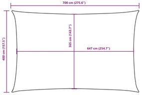 sötétzöld téglalap alakú oxford-szövet napvitorla 4 x 7 m