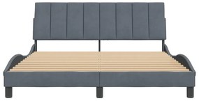 sötétszürke bársony ágykeret matrac nélkül Hanko 160 x 200 cm