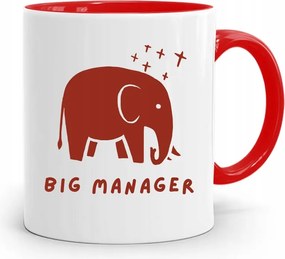 Piros Bögre Ajándék Big Manager Vezetőnek, fényképes nyomattal