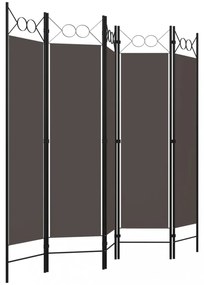 antracitszürke 5 paneles paraván 200 x 180 cm