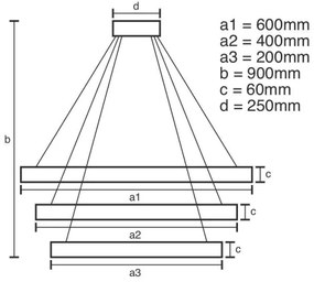 LED állítható fényerejű csillár kábellel LED/165W/230V 3000-6500K + DO