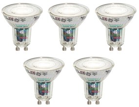 5 darabos intelligens GU10 50 mm-es LED izzókészlet, átlátszó, 4,8 W, 400 lm, 1800-6500 K