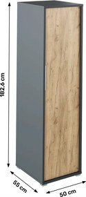 Ruhásszekrény, grafit/tölgyfa artisan, RIOMA NEW  TYP 20