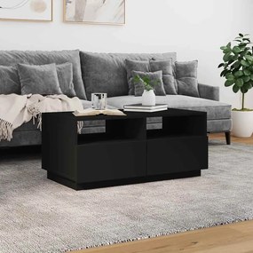 Fekete dohányzóasztal LED-lámpákkal 90x49x40 cm
