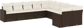 vidaXL 10 részes barna polyrattan kerti ülőgarnitúra párnákkal