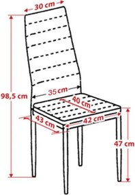 Maasix WGS Szürke-Magasfényű Fehér Z 4 személyes étkezőszett Fekete Elvira székekkel N