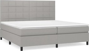 vidaXL világosszürke szövet rugós ágy matraccal 200 x 200 cm