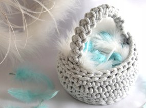 Húsvéti horgolt kosár világos szürke