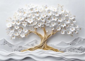 Üveg kép – 3D elegáns életfa virágokkal (70x50 cm)