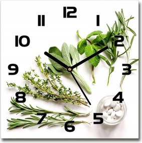 Gyönyörű csendes üveg falióra nappaliba Gyógynövények 30x30