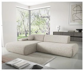 PRATO L-alakú, balos, kinyitható sarokkanapé tárolóval, bézs