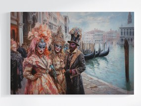 Vászonkép Canvas Farsang Velence Maszkok Gondolák Olaszország Szórakozás 120x80