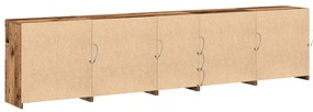 LED világítással rendelkező oldalboard Régi fa 283x37x67 cm Mérnöki fa