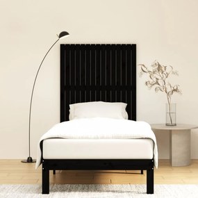 fekete tömör fenyőfa fali fejtámla 95,5x3x110 cm