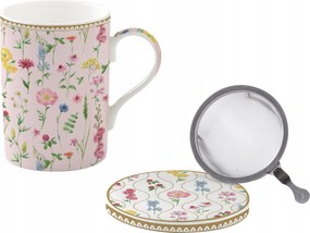 Porcelán teásbögre fedő virágszűrő 350 ml