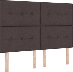vidaXL Boxrugós ágy matracmal leddel sötétbarna 140 x 190 cm szövet