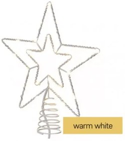 Led fényfüzér , csillag , sorolható , beltéri/ kültéri , 30 led , 28.5 cm , időzíthető , meleg fehér , IP44 , standard