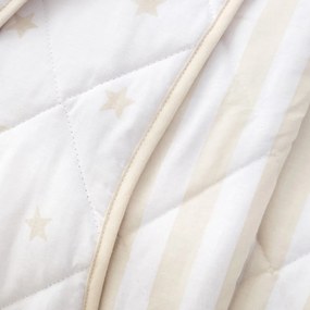 Fehér-bézs pamut steppelt gyerek ágytakaró 135x190 cm Mini Star &amp; Stripes – Bianca