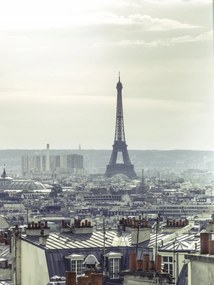 Poszter 30x40cm Az Eiffel-torony a Montmartre 2 lakás ablakán keresztül látható,